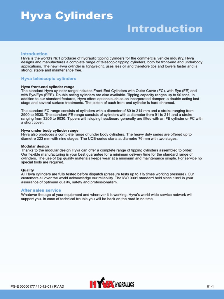 00000177-01 Cylinders Hyva | PDF | Manufactured Goods | Mechanical ...
