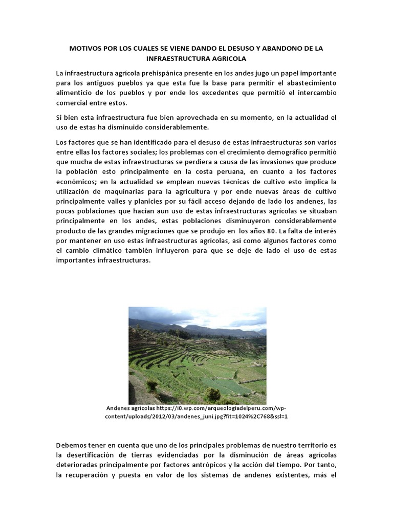 Desuso de la Infraestructura Agrícola Andina | PDF | Agricultura ...