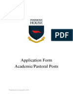 Academic & Pastoral Posts Application Form Pembroke House - 2021