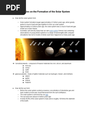 Formation Of The Solar System Worksheets Printable 21 Free Solar