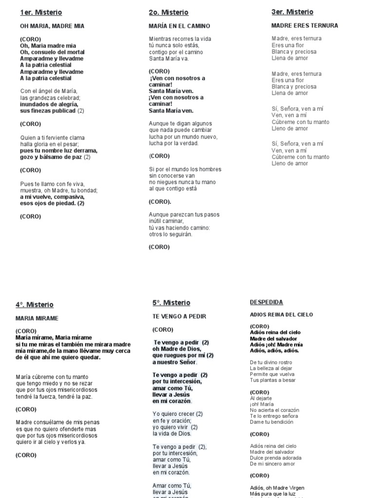 Cantos A La Santisima Virgen Maria | PDF | María, madre de Jesús | Oración