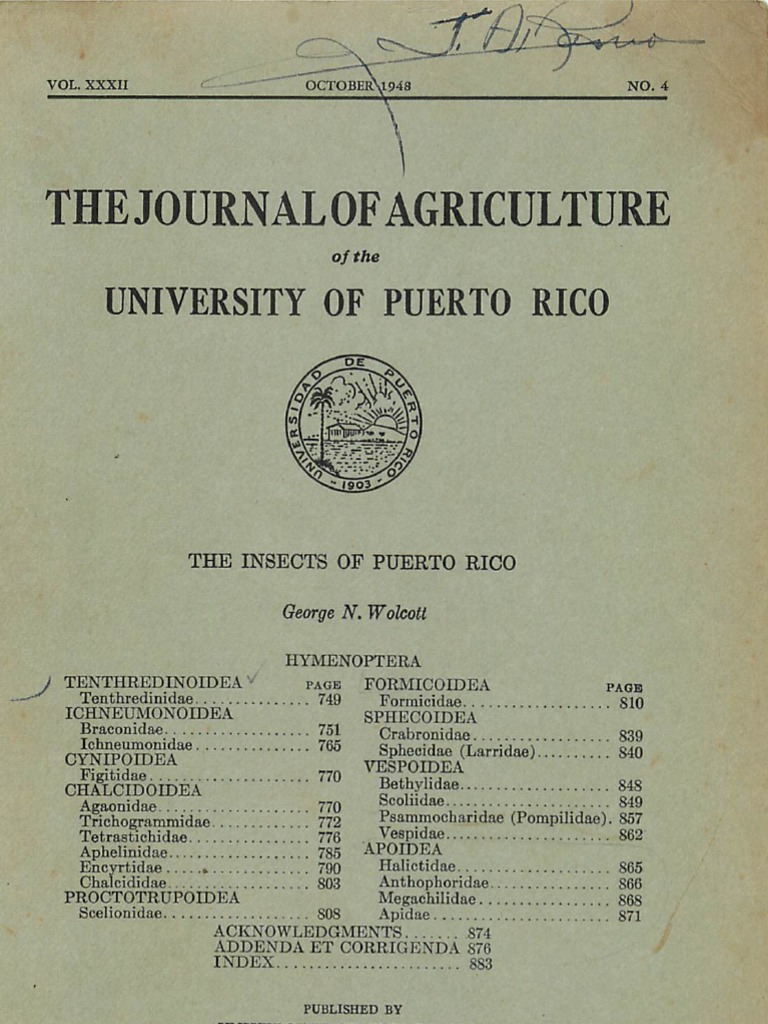 Insects of Puerto Rico: A Study | PDF | Lepidoptera | Wasp