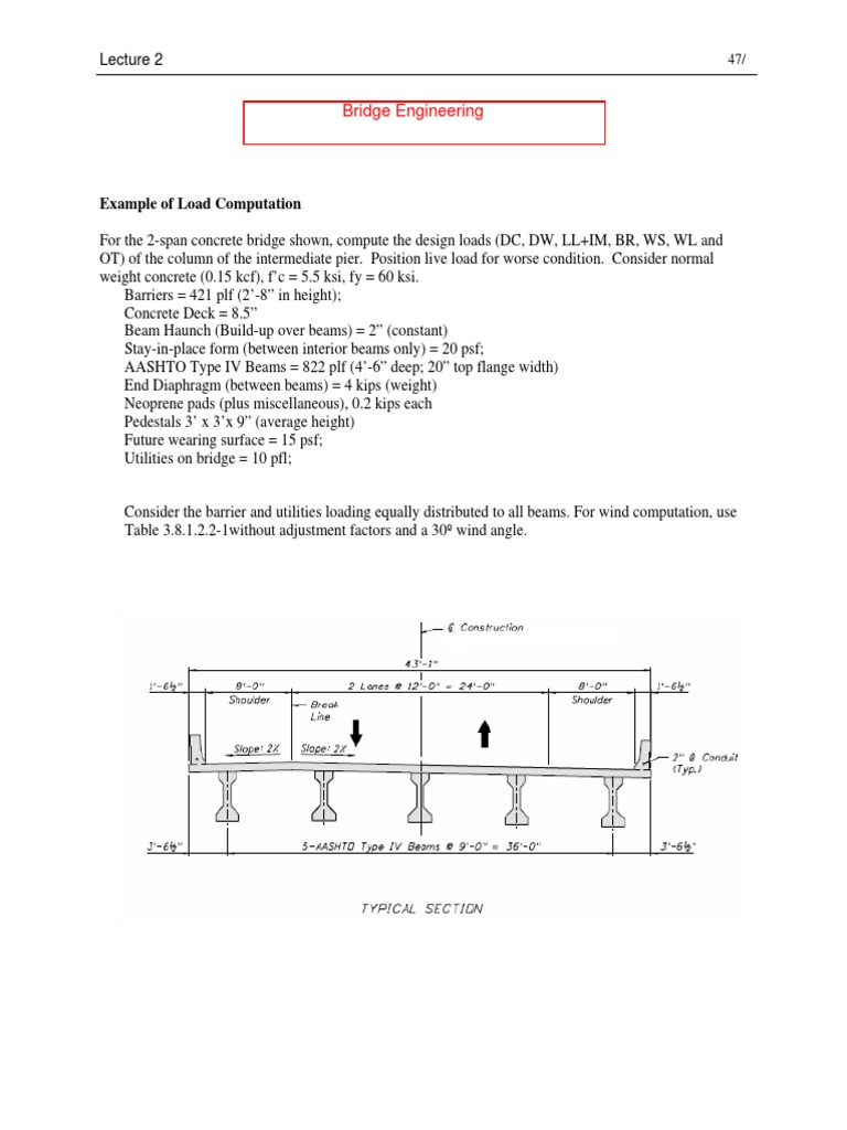 Bridge Example Load Calculations | PDF