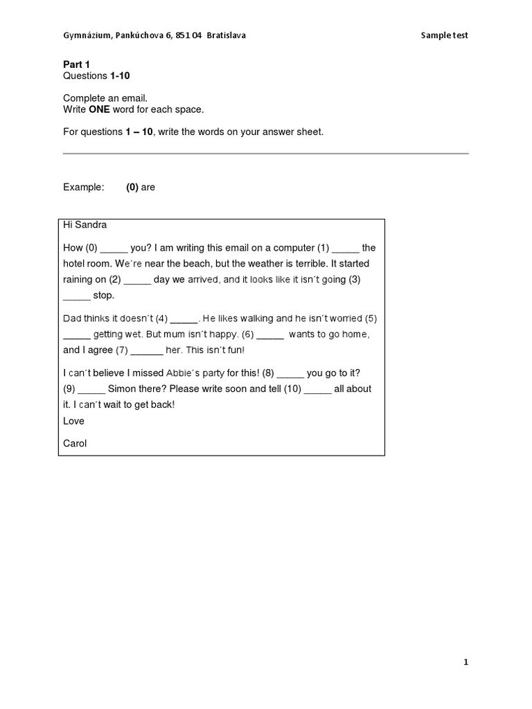 Pripravny Kurz Sample Test AJ 2 | PDF | Driving