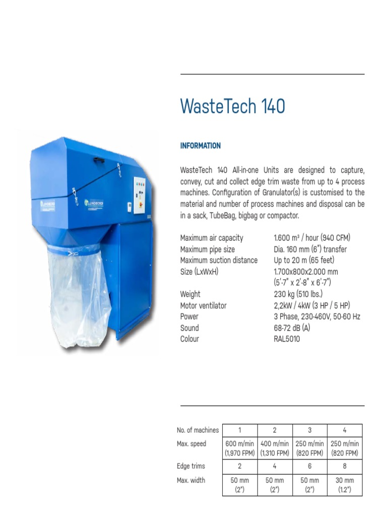 WasteTech 140: All-in-One Waste Units | PDF