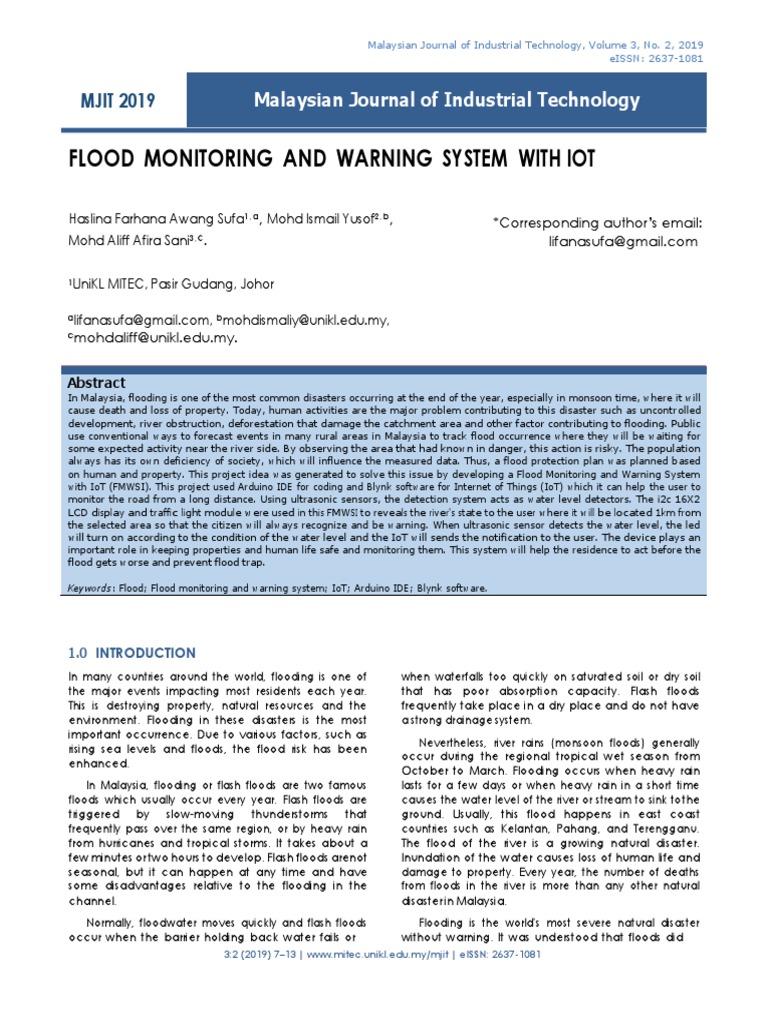 IoT Flood Monitoring System in Pasir Gudang | PDF | Flood | Internet Of ...
