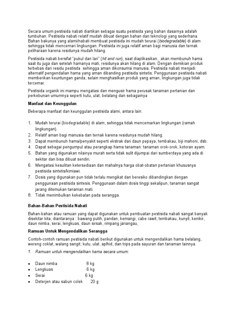 Pestisida Nabati Dari Bawang Putih Pdf