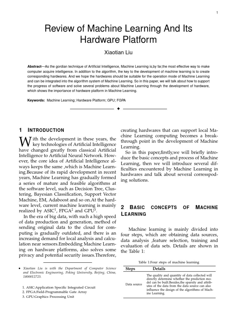 Review of Machine Learning and Its Hardware Platform | PDF | Machine ...
