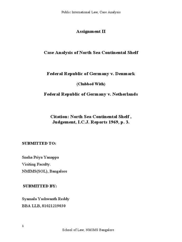 North Sea Continental Shelf Case Summary PDF International Law Treaty