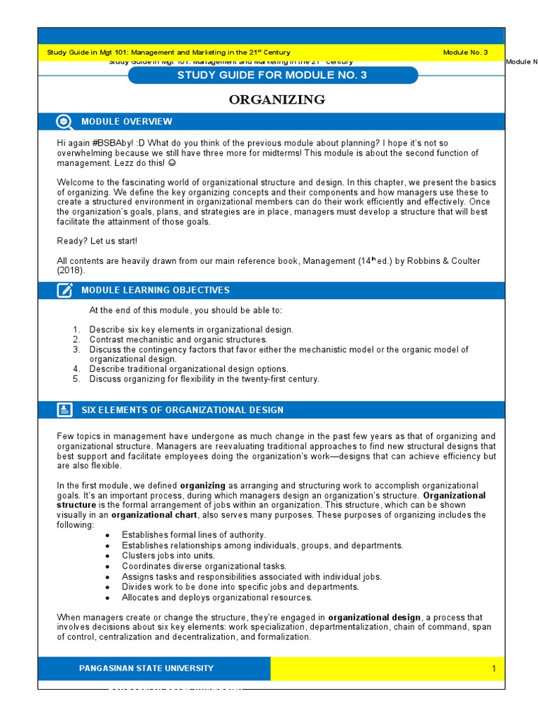 Key Elements of Organizational Design | PDF | Organizational Structure ...