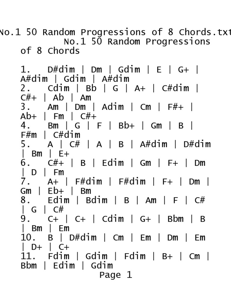 No 1 50 random progressions of 8 chords pdf