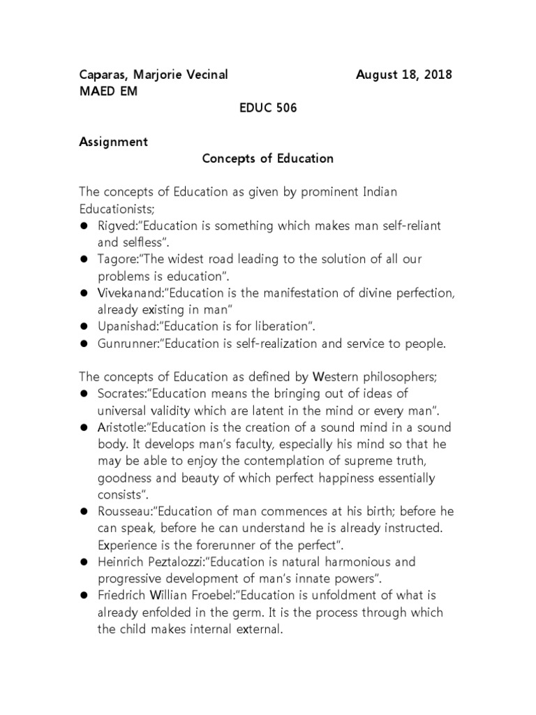 Concepts of Education | PDF