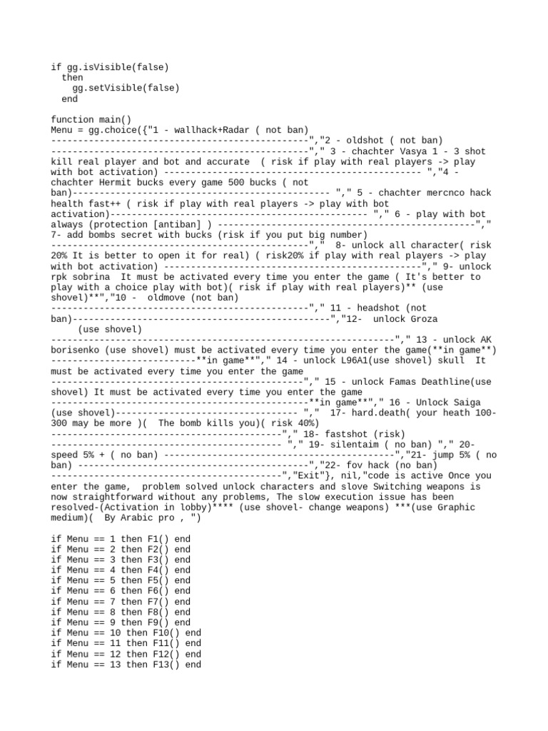 Game Hack Menu for Players | PDF