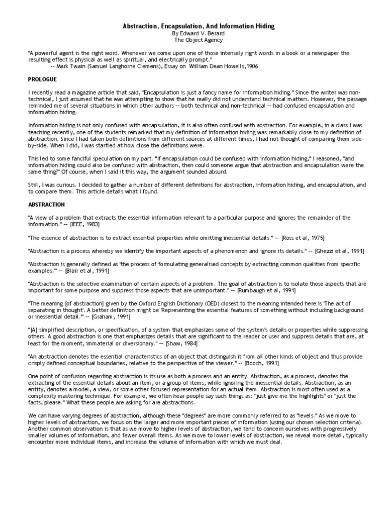 Abstraction, Encapsulation, and Information Hiding PDF Abstraction