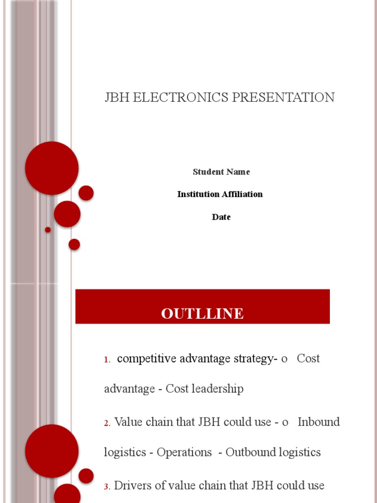JBH Electronics Presentation PDF Value Chain Strategic Management
