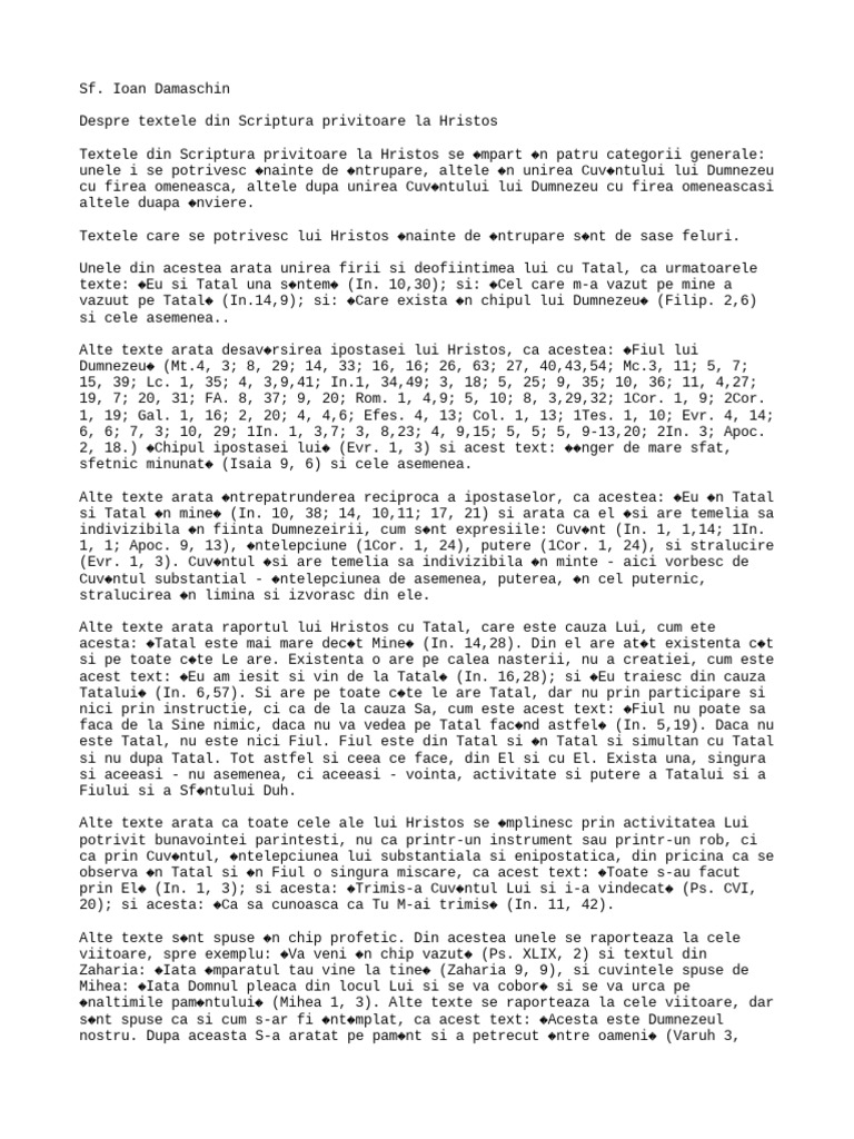 SF Ioan Damaschin - Despre Textele Din Scriptura Privitoare La Hristos ...