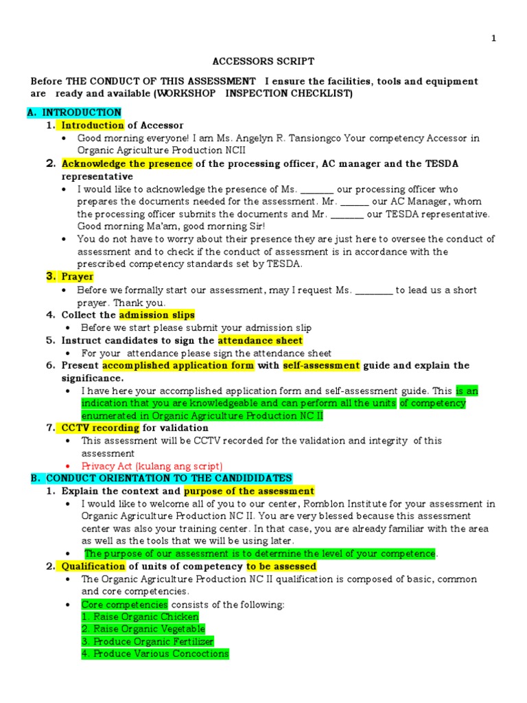 Accessors Script | PDF | Educational Assessment