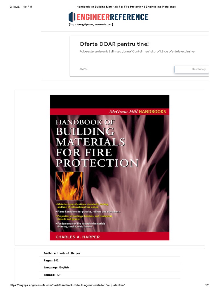 Handbook of Building Materials For Fire Protection - Engineering 