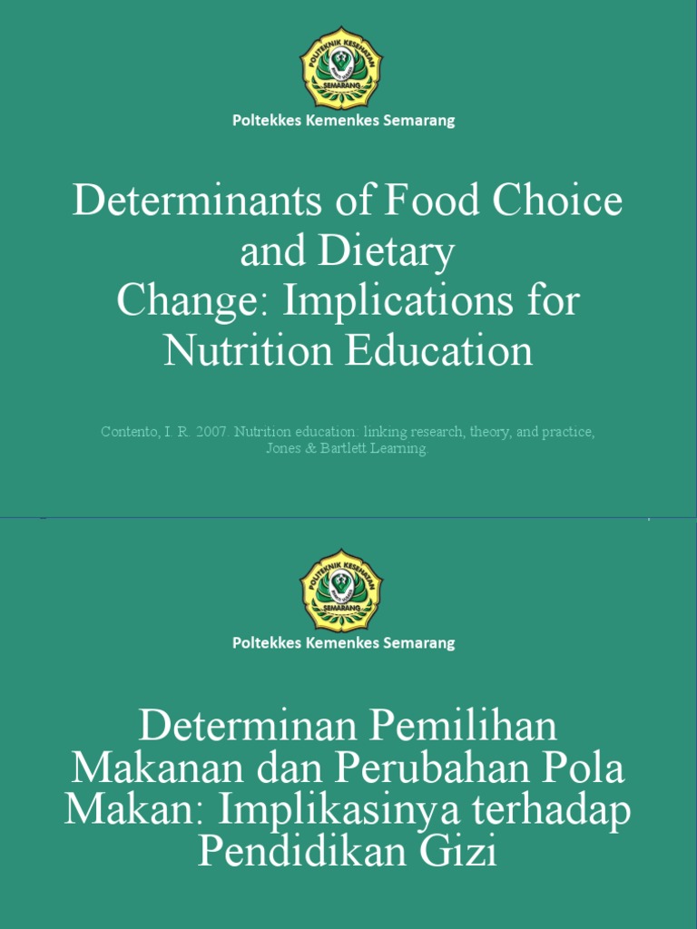 Food Choice Determinants in Nutrition Education | PDF | Taste ...