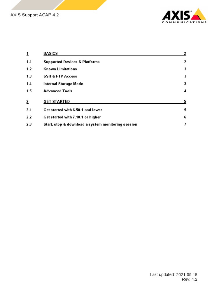 AXIS Support ACAP 4 2 User Manual PDF