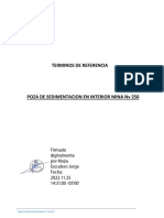 Reacondicionamiento de poza de sedimentación en interior mina Nv 250