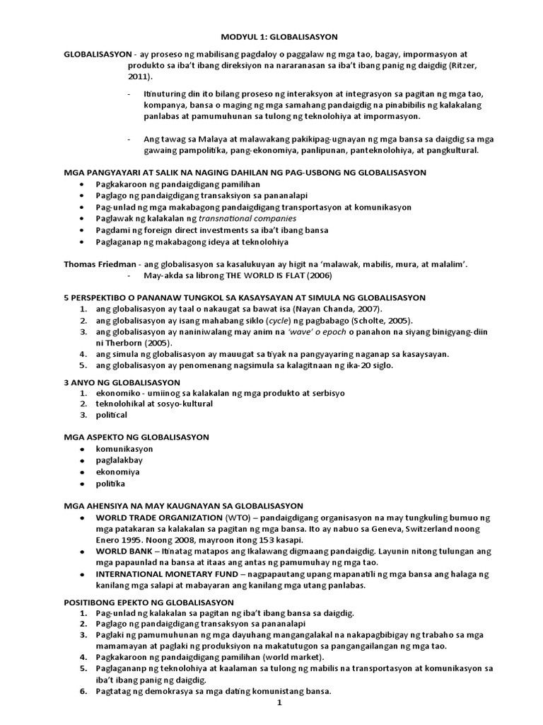 Summary of Ap10 Q2 Module 1 - 4 | PDF