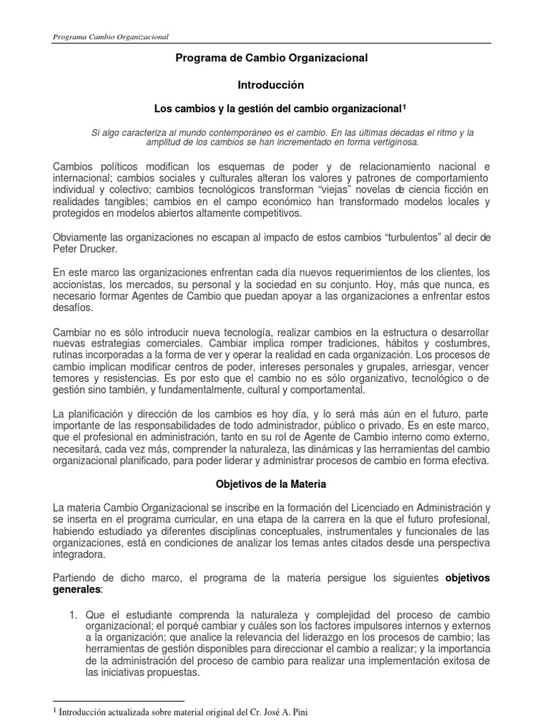 Cambio Organizacional | PDF | Gestión del cambio | Liderazgo