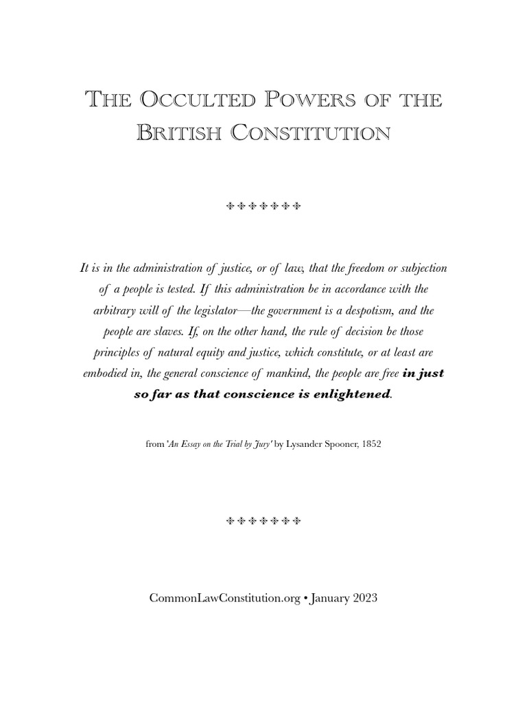 The Occulted Powers of The British Constitution | PDF | Precedent ...