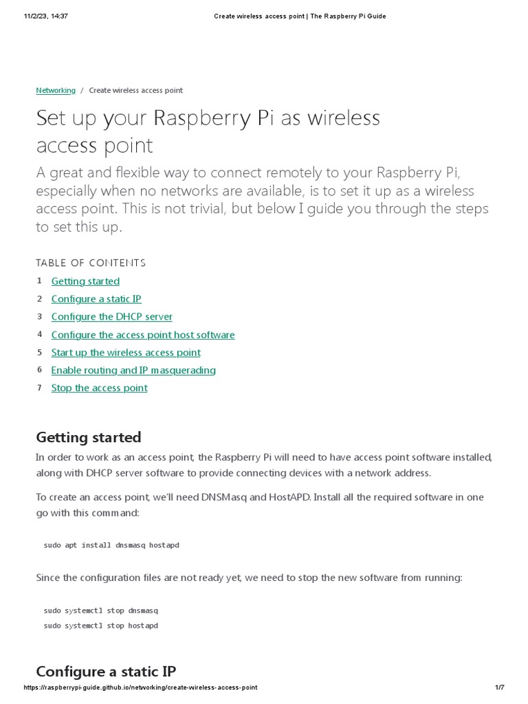 Create Wireless Access Point The Raspberry Pi Guide PDF Ip