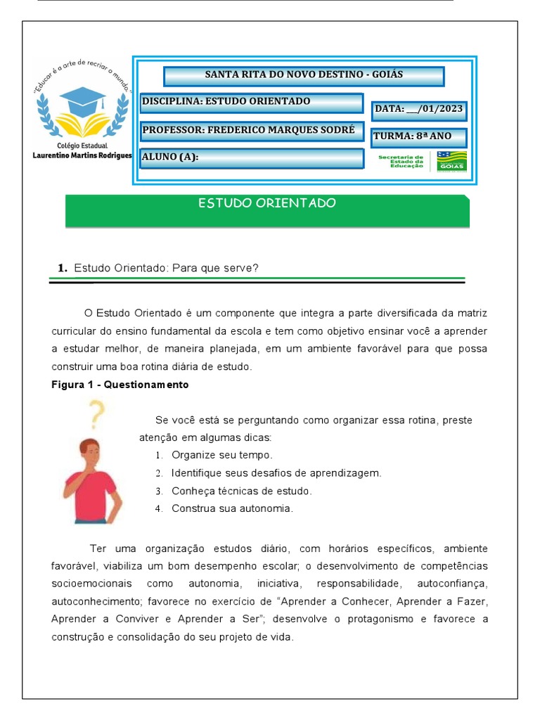 Plano de Estudo para 8º Ano | PDF | Aprendizado | Tempo
