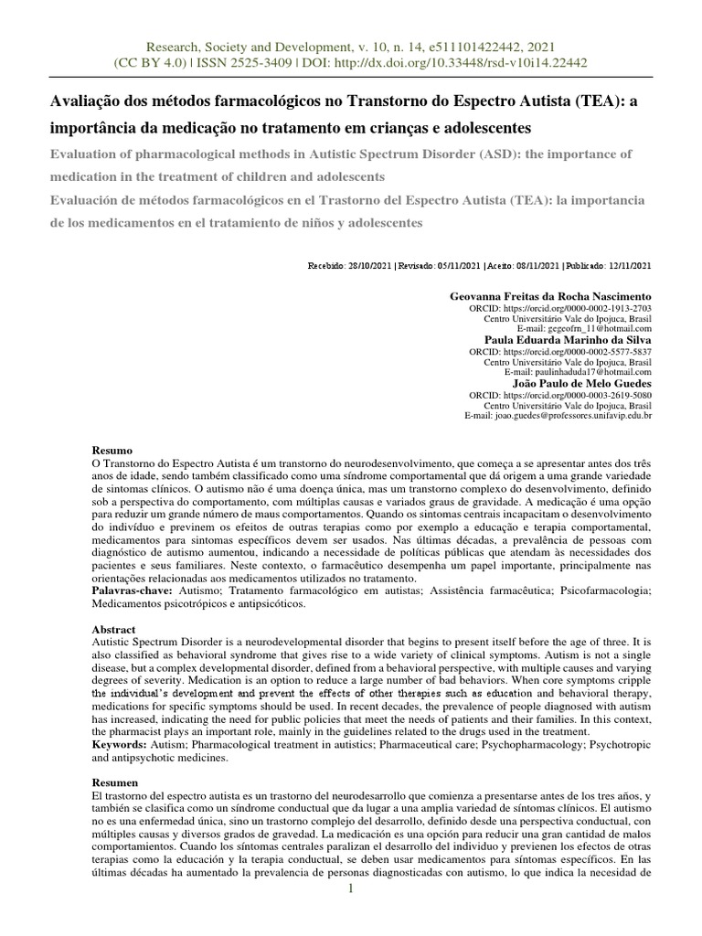 Importância da Medicação no Autismo | PDF | Espectro do autismo ...