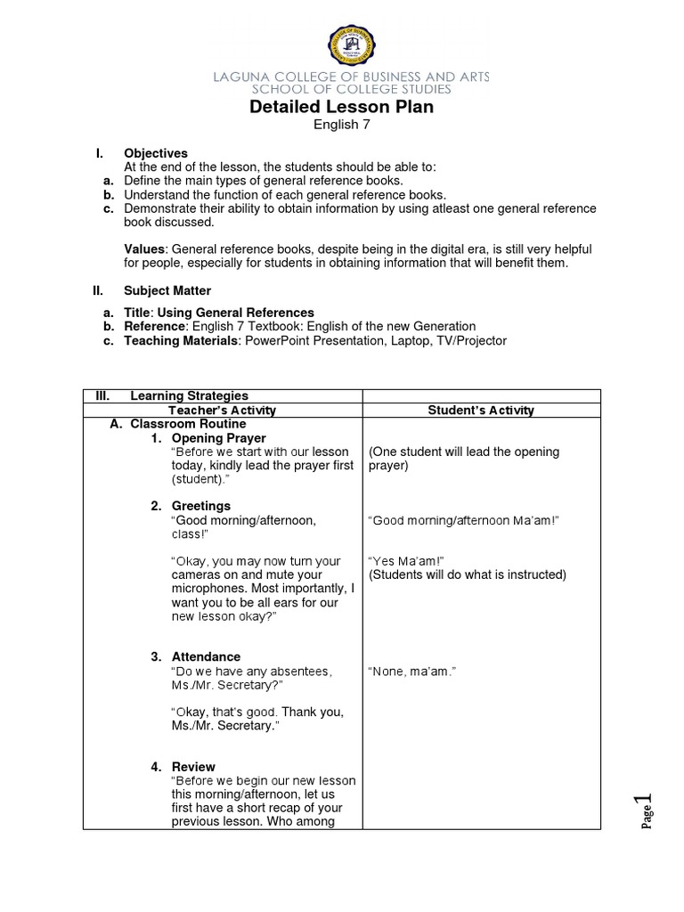 General References in Lesson Plans | PDF | Metaphor | Lesson Plan