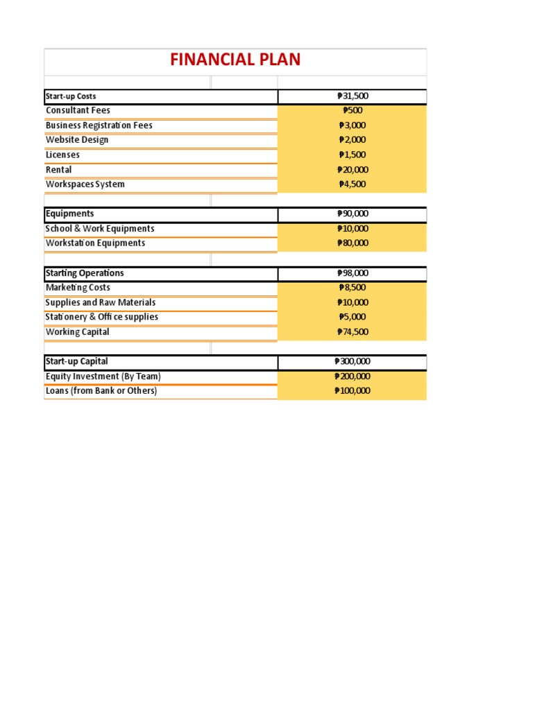 Financial Plan PDF Balance Sheet Equity (Finance)
