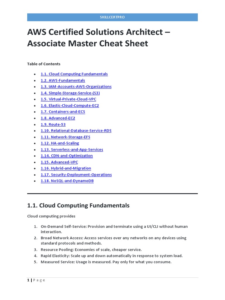 Aws solutions architect associate master cheat sheet pdf domain