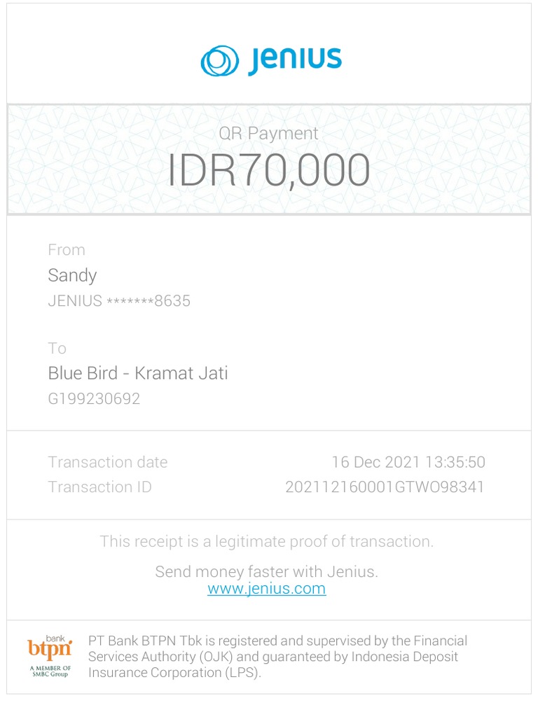 QR Payment Receipt - Jenius Transaction | PDF | Finance & Money Management
