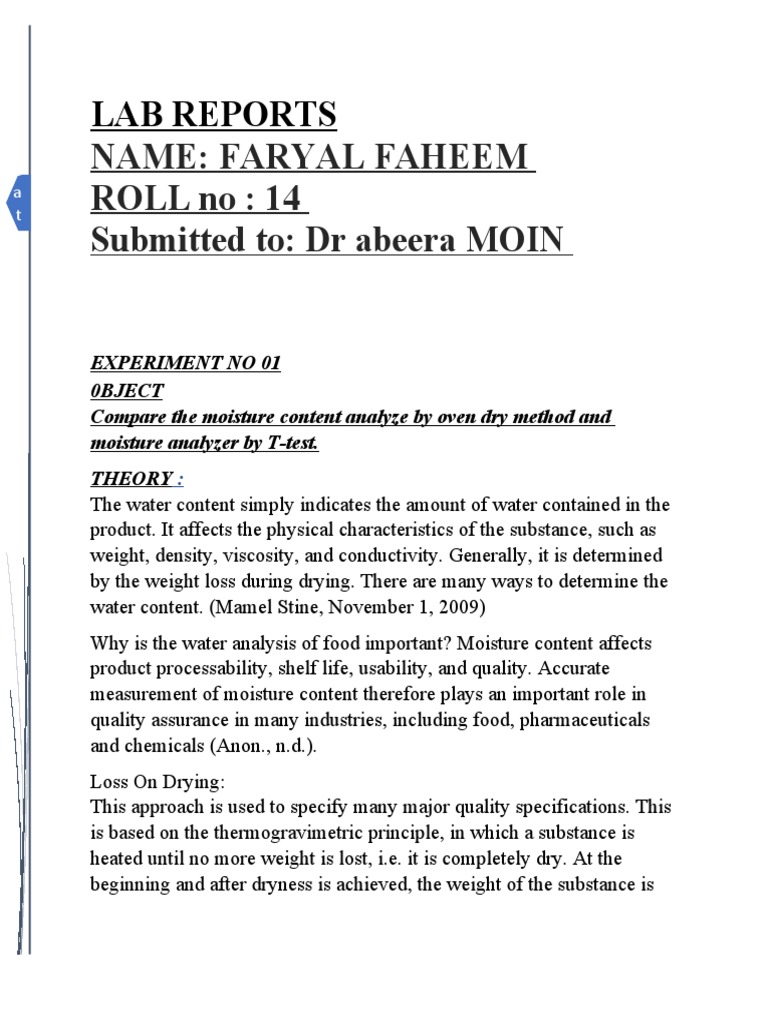 Drying Lab Report PDF Humidity Temperature