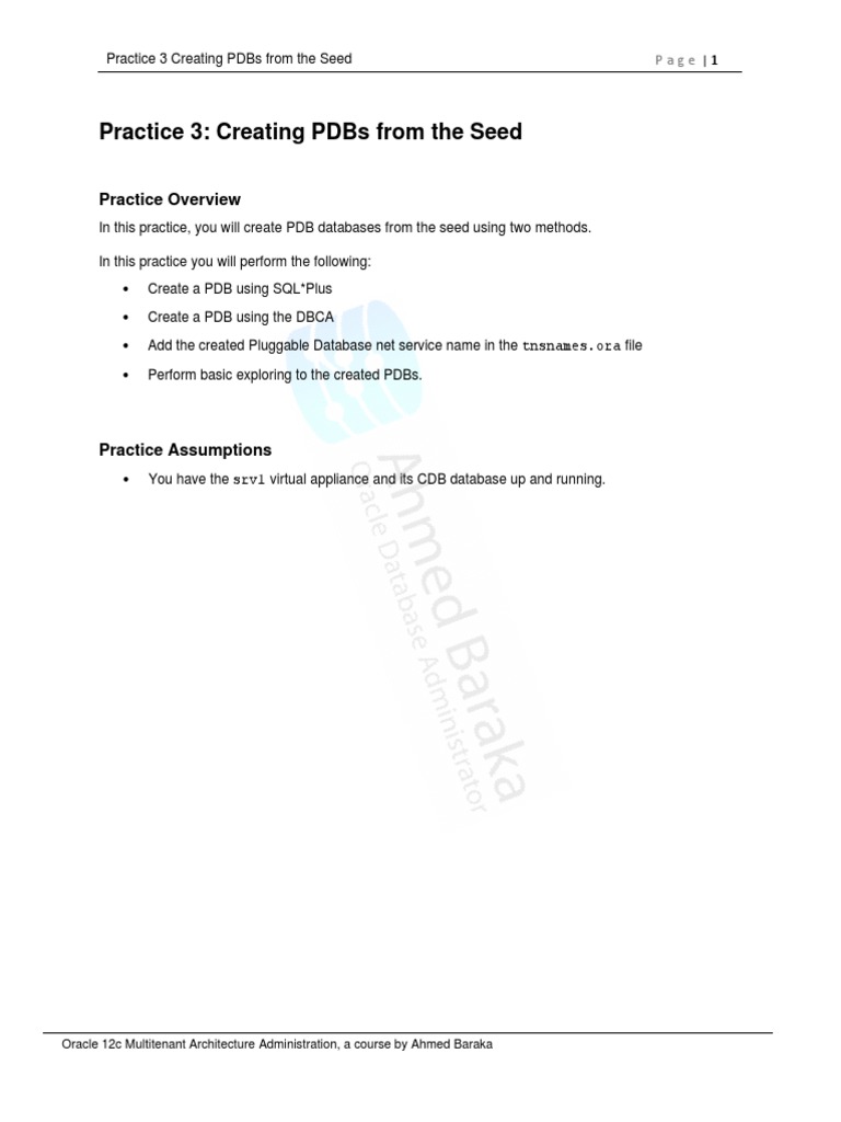 Practice 3 Creating Pdbs From The Seed Pdf