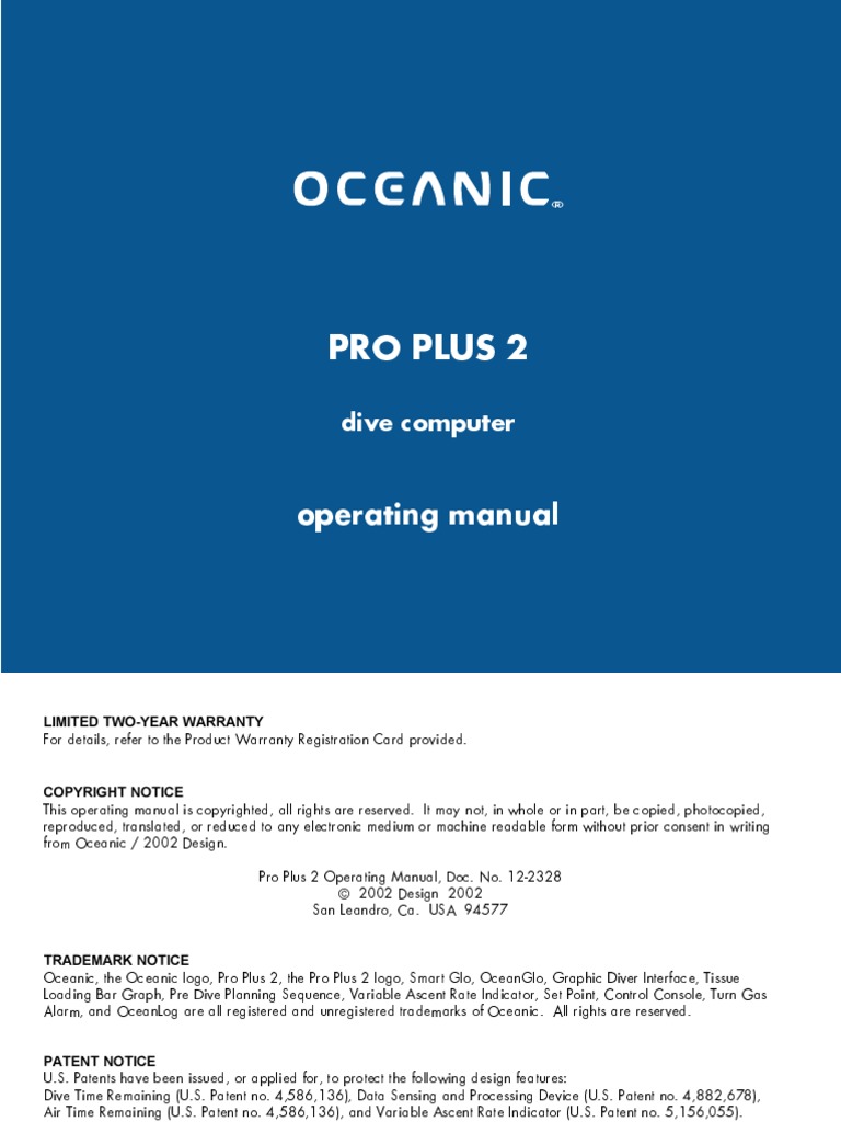 Pro Plus 2 Operating Manual PDF Underwater Diving Scuba Diving