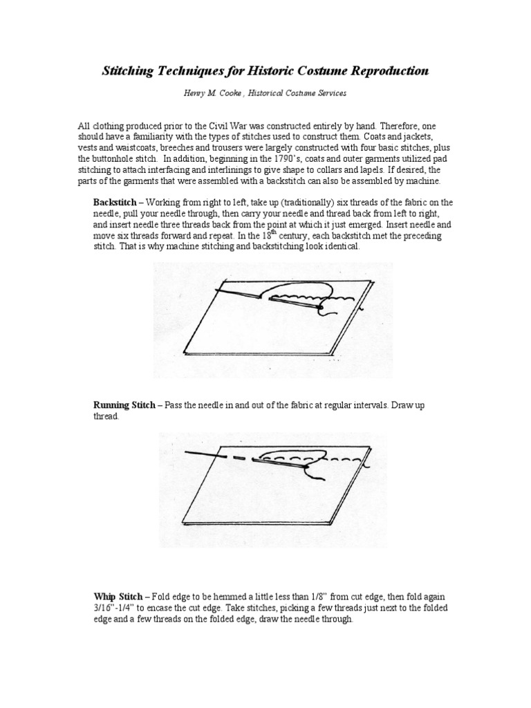 Historic Costume Stitching Techniques | PDF | Seam (Sewing) | Needlework