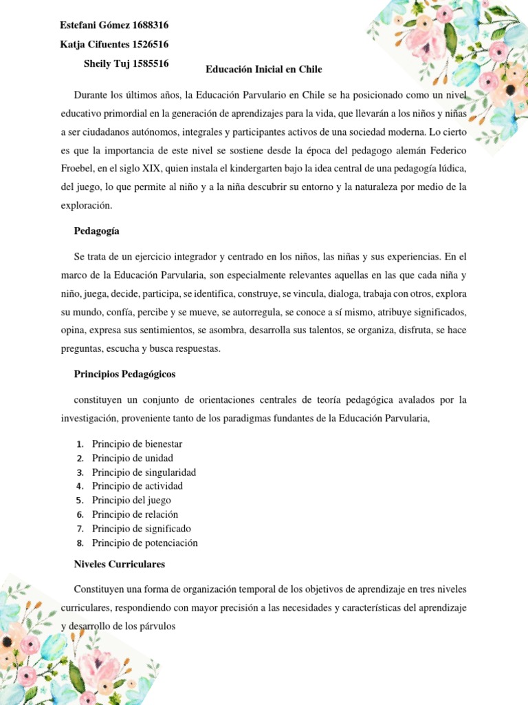 Educación Inicial en Chile PDF | PDF | Educación de la primera infancia ...