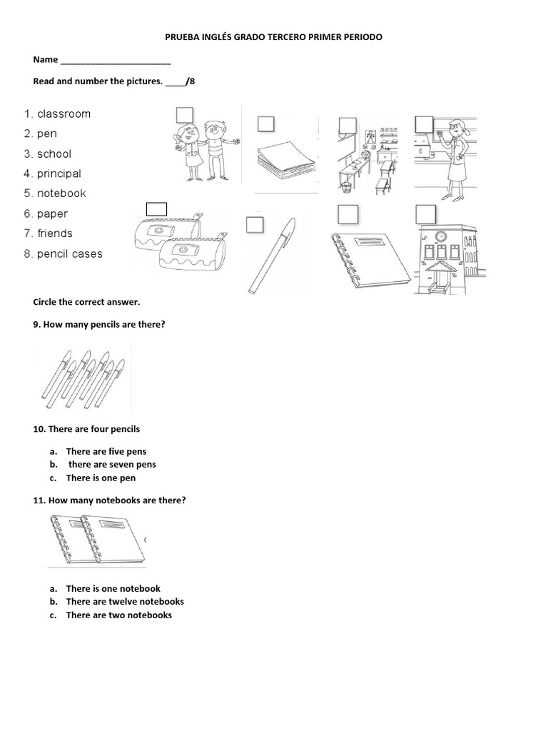 Examen de Inglés Tercer Grado | PDF | Language Arts & Discipline