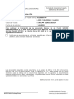 Nombre Del Solicitante Lora Fernandez, Sabino Clase de Visado Familiar Ue/Eee/Suiza Número de Identificación Del Visado (NIV)