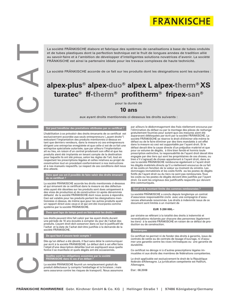 Certificat de Garantie | PDF | Assurance