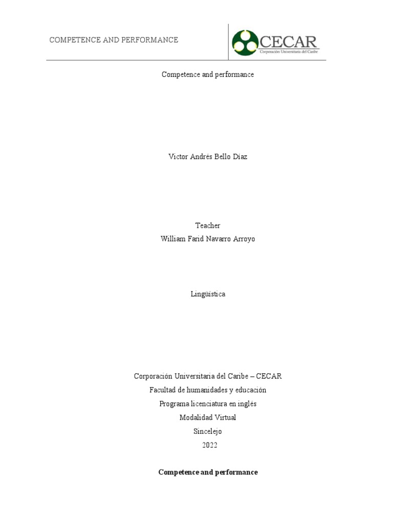 Understanding Competence vs. Performance in Linguistics | PDF ...