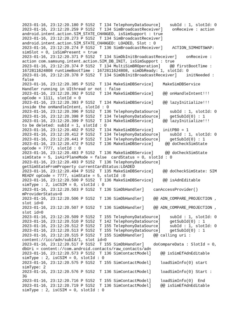 SIM State Change and Database Logs | PDF | Java (Programming Language ...