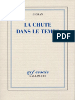 La Chute Dans Le Temps by Cioran, Emil