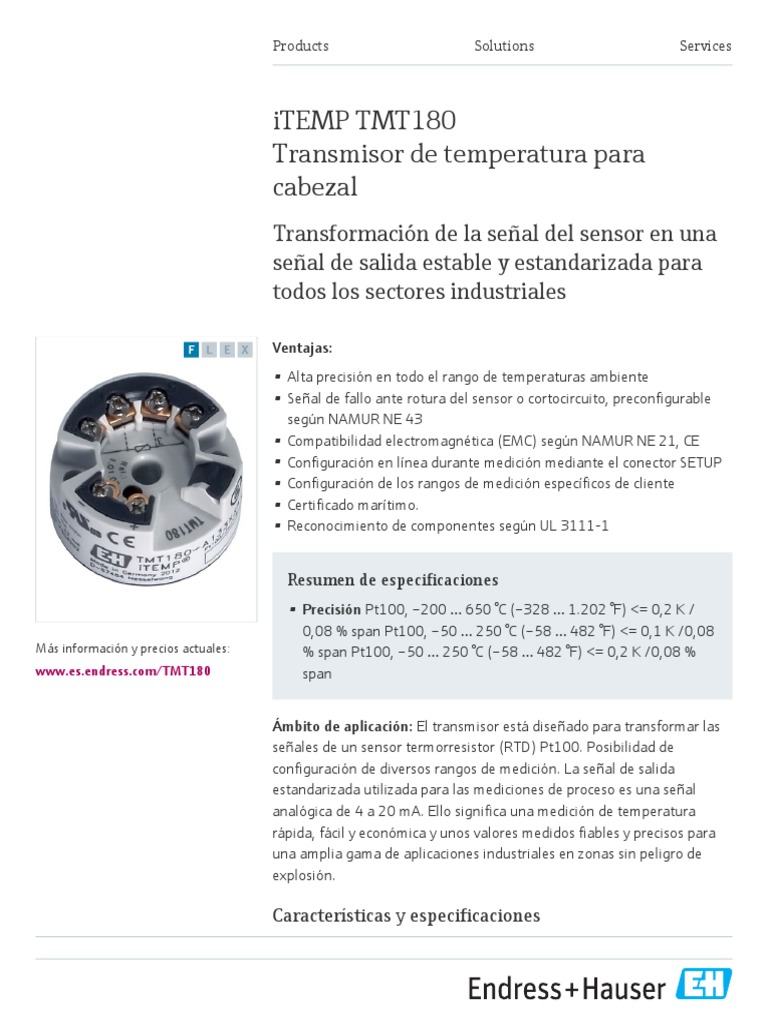 Endress-Hauser iTEMP PT TMT180 ES | PDF | Metrología | Ingenieria Eléctrica
