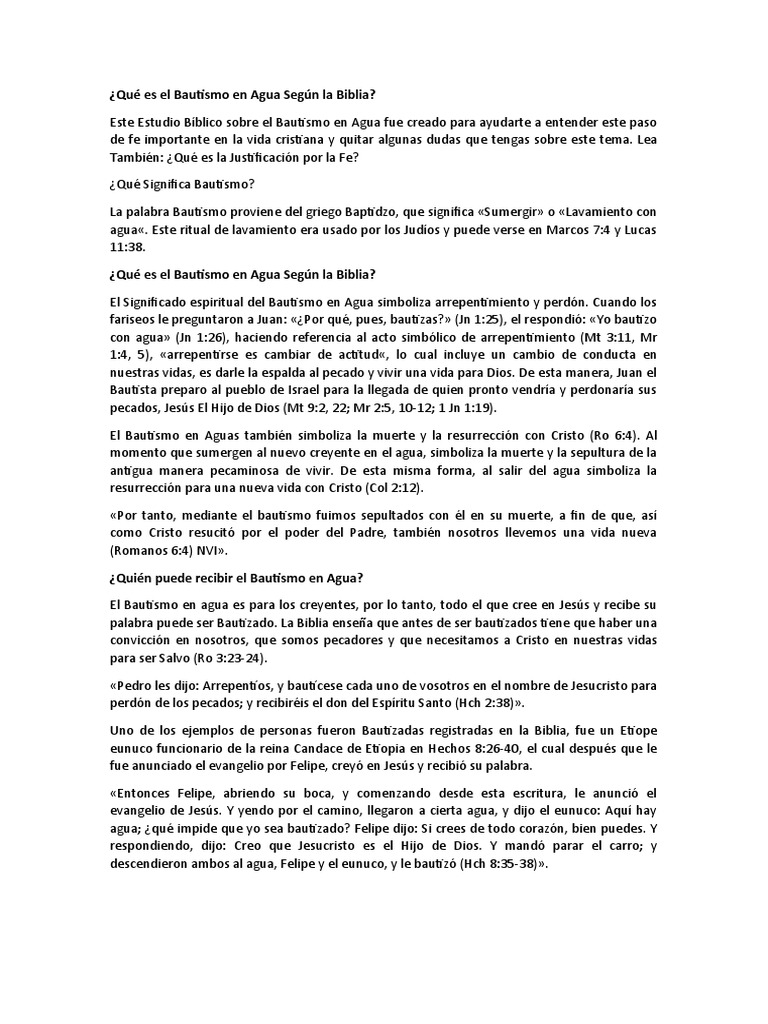 Qué Es El Bautismo en Agua