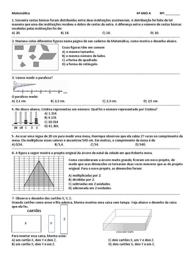 Blog do Prof. Warles: QUIZ 13: MATEMÁTICA 6° Ano