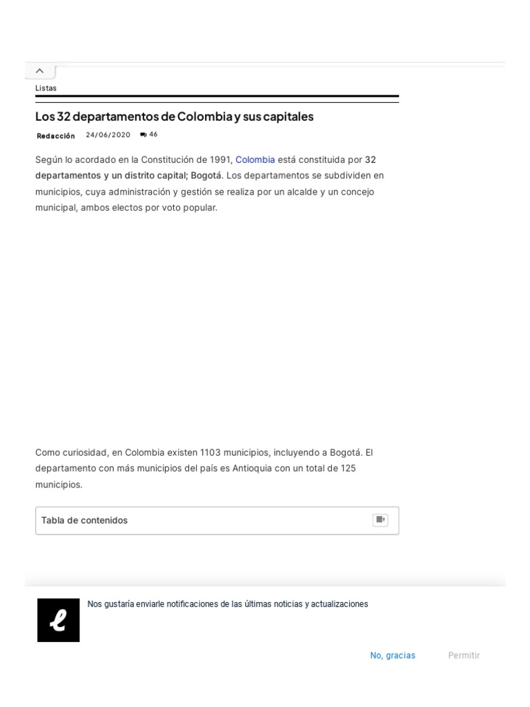 Los 32 Departamentos De Colombia Y Sus Capitales Con Mapa